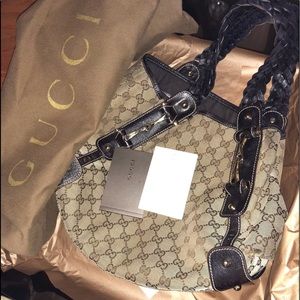 Gucci Authentic Hobo Bag Brown GG Logo Purse large